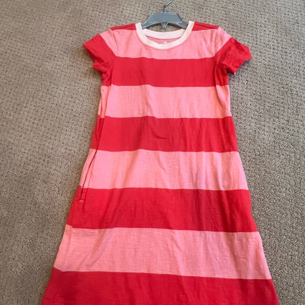 Primary Red and Pink Striped Kids Dress
